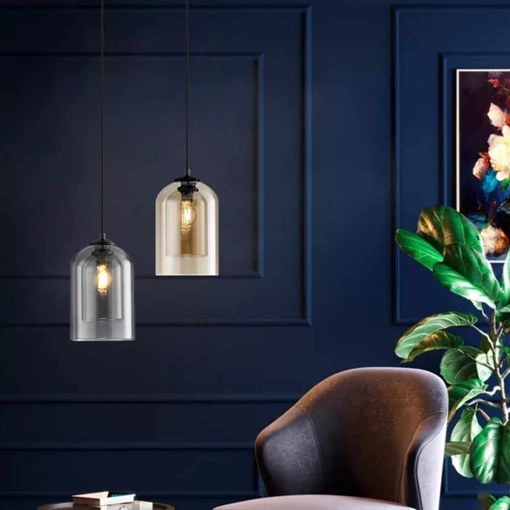 Lámpara colgante de vidrio transparente