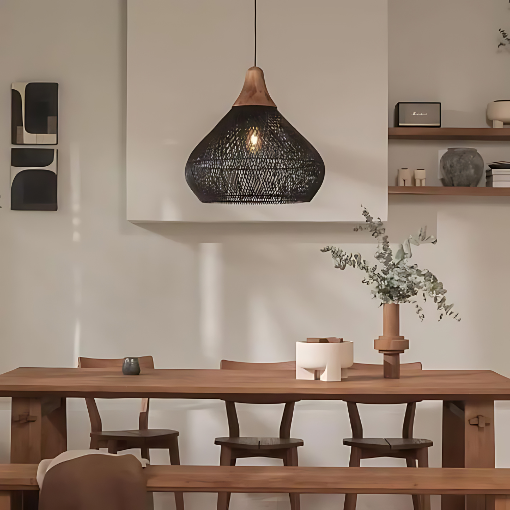 Lámpara colgante ratán bohemia