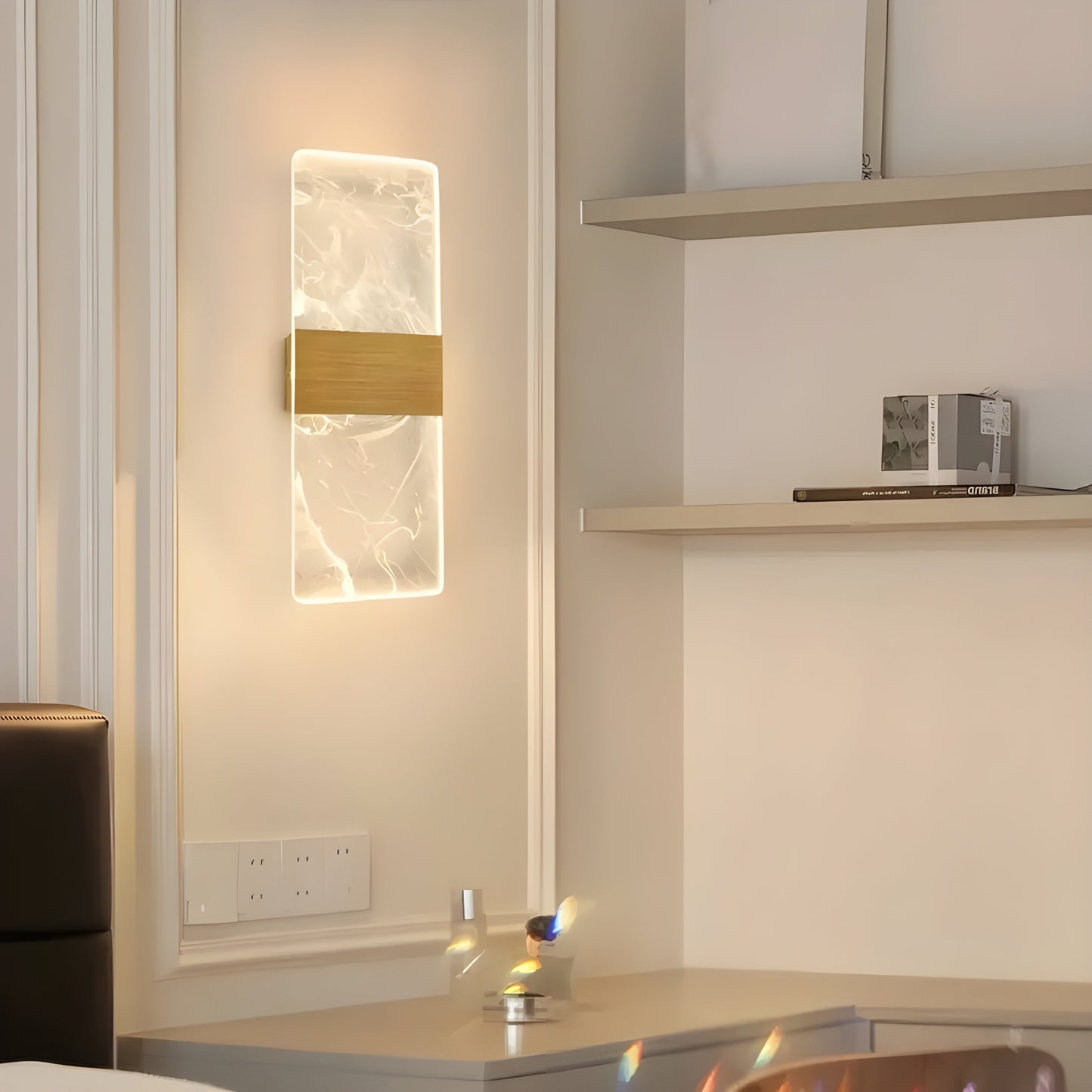 Aplique mural acrílico dorado